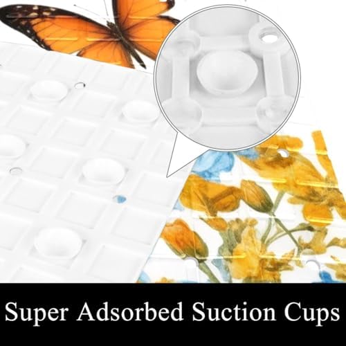 Bathtub Mat Non Slip 26.8x15.1In, Butterflies Flowers Bath Mat - Image 3