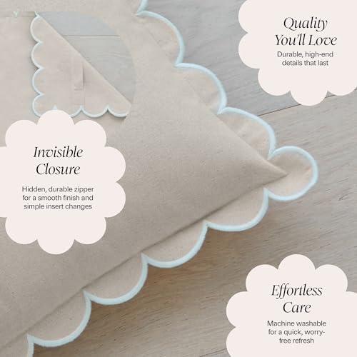 BEBE BASK Scalloped Pillow Cover Set of 2, Cotton - Image 4