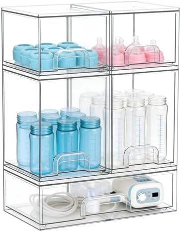 Baby Bottle Organizer, 5 Drawers Stackable Acrylic Storage by Gajiuhon
