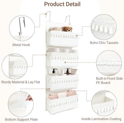 Dahey Over The Door Organizer 4 Pockets Hanging Behind Door Storage - Image 4