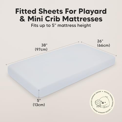 2-Pack Mini Crib Sheets Fitted, 38x26 Pack N Play Mattress Sheets - Image 3