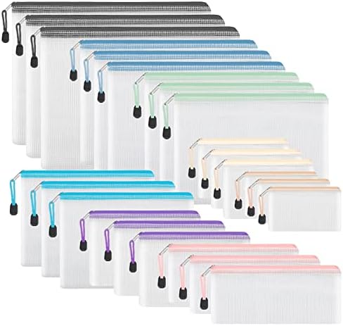 EOOUT 24pcs Mesh Zipper Pouch, Waterproof Zipper Bags, 8 Sizes Plastic Travel by EOOUT