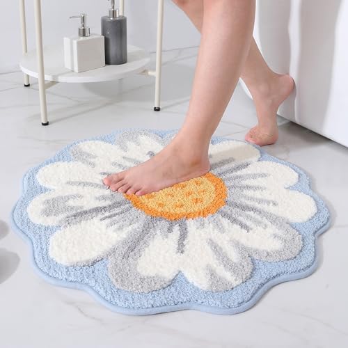 Bathroom Rug Mat, Cute Round Flower Bath Mat - Image 3