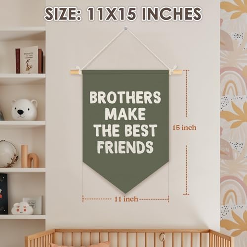 Wheatwin Boys Room Decor, Brothers Make the Best Friends Wall Hanging Pennant - Image 7