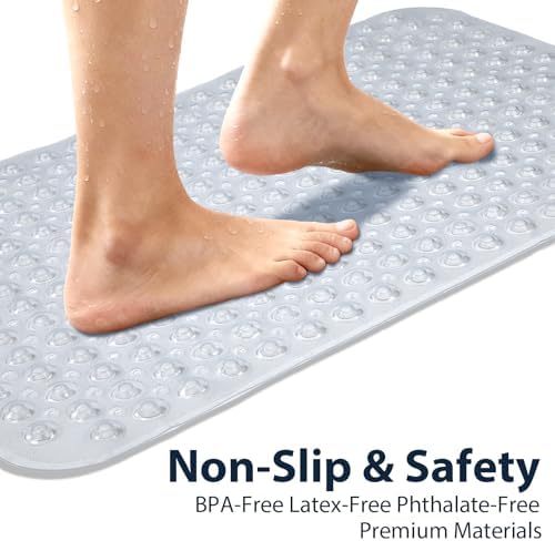 Non Slip Bathtub Mat Bath Shower Mat Clear 17"x30" Standard Size - Image 3