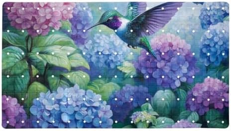 Shower Mat Non Slip 26.8 x 15.1 Inches, Hummingbird Hydrangea Floral Bathtub by Anna+Cowper