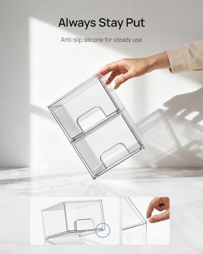 Vtopmart 2 Pack Small Clear Stackable Storage Drawers - Image 6