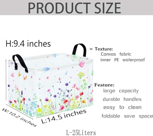 Spring Flower Gift Storage Basket Rectangle Storage Organizer - Image 3