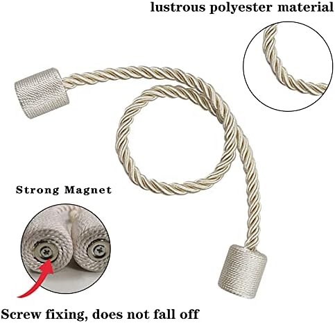 6 Pack Beige Strong Magnetic Curtain Tiebacks Outdoor Elegant Decorative Tie - Image 3
