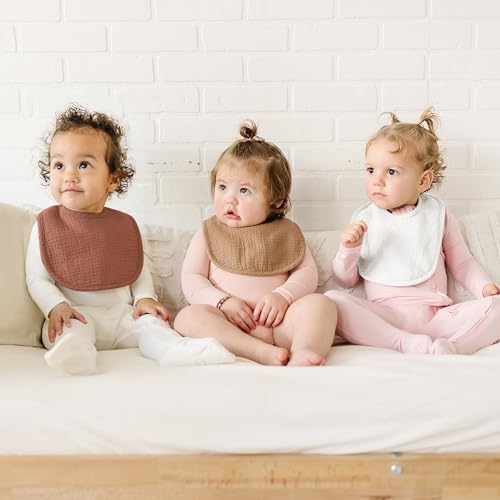 Konssy 8-Pack Muslin Baby Bibs, Adjustable Fit - Image 2