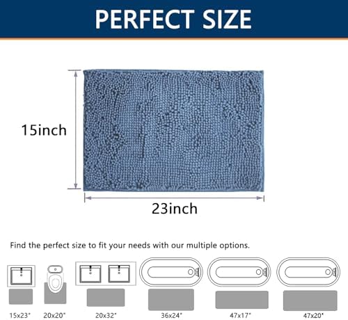 BOANKODU Bathroom Rugs 15x23, Extra Soft Absorbent Chenille Bath Rugs, PVC - Image 2