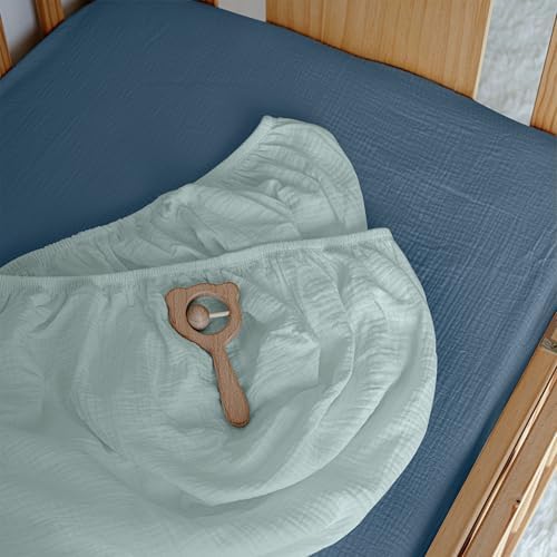 Muslin Pack N Play Sheets Fitted 2 Pack, Mini Crib Mattress Sheets Stretchy - Image 5