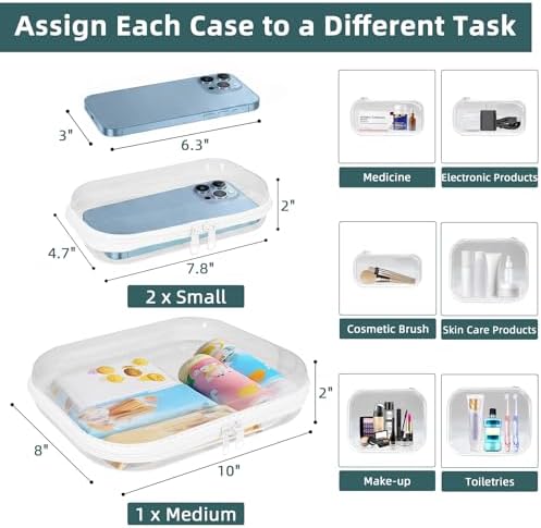 Clear Hard Shell Zipper Cases, Plastic Hard Sided Zippers Pouches Clear - Image 3