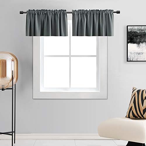 DONREN 2 Panels Medium Grey Valance by DONREN