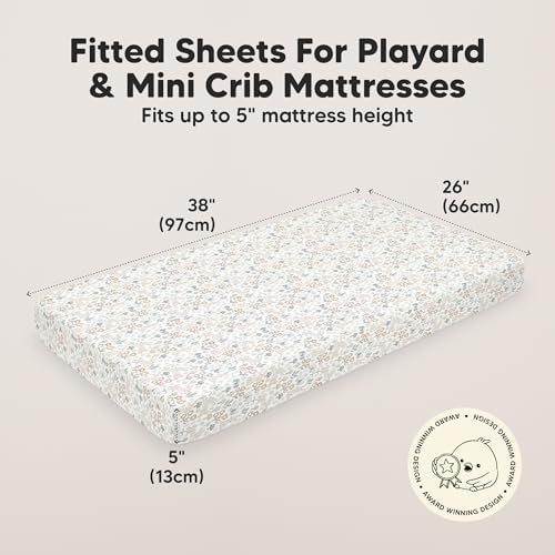 2-Pack Mini Crib Sheets Fitted, 38x26 Pack N Play Mattress Sheets - Image 3