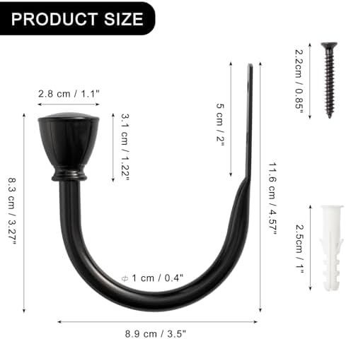 2 Pack Black Curtain Hooks for Drapes, Metal Curtain Tiebacks - Image 5