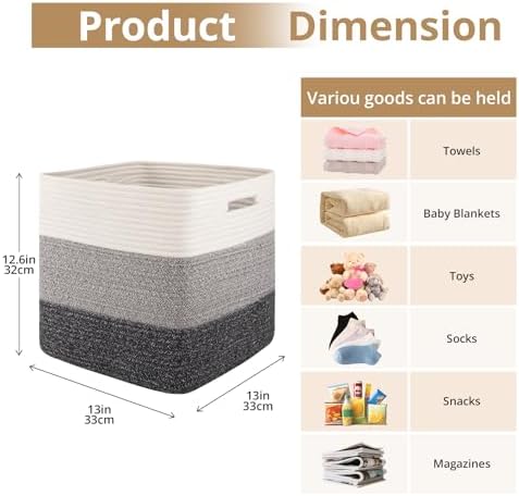 OIAHOMY 13 Inch Cube Storage Bins, Insert Storage Baskets - Image 2