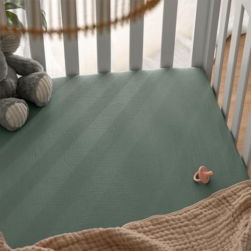 Comfy Cubs 100% Muslin Cotton Fitted Crib Sheet - Image 5