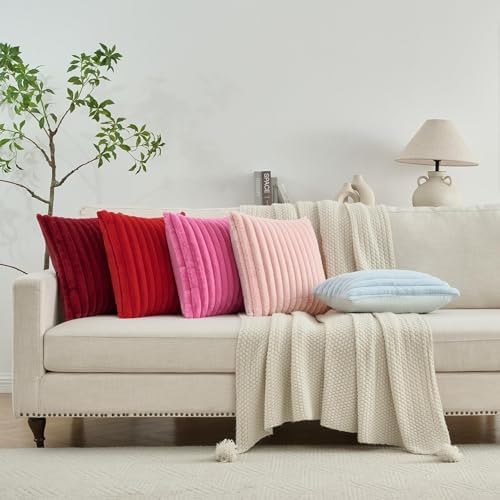 FUTEI Pack of 2 Faux Fur Throw Pillow Covers 28x28 Inch - Image 6