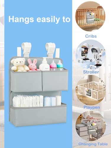 Hanging Diaper Organizer for Bassinet/Crib/Playpen/Playard – Hold 80+ Diapers - Image 6