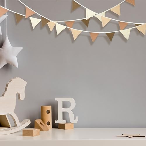 Oudain 2 Pcs Pennant Banner Flags Nursery Garland Triangle, Khaki Color - Image 4