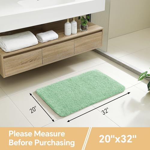 Polyester Bathroom Rug 20"x32" Light Green, Non-Slip Soft Bath Mat - Image 2