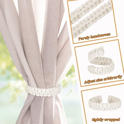Ptwola 1 Pack Braided Curtain Tiebacks Boho Elegant Rustic Curtain Holdbacks - Image 3