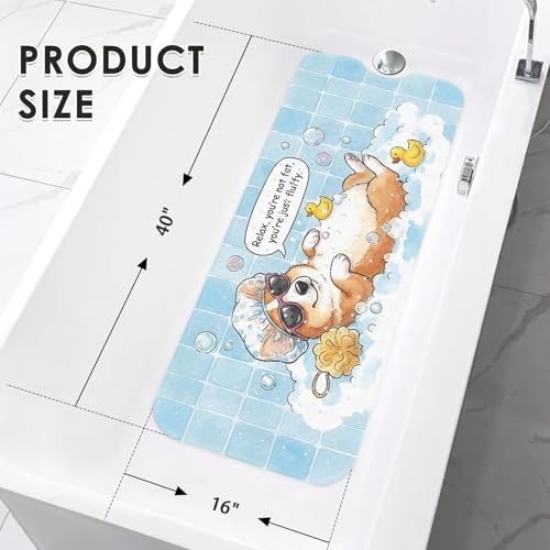 Bathtub Shower Mat 40X16 Inch, for Toddler, Dog Funny - Image 4