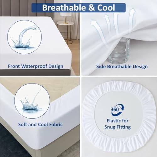 100% Waterproof Split Top King Mattress Protector, Premium Fitted Cotton Terry - Image 6