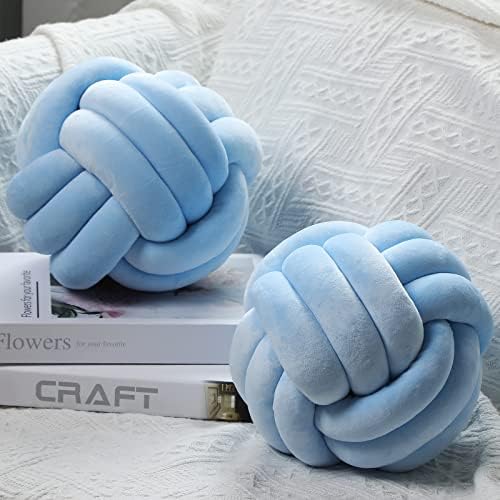 Namalu 7.87 Inches 2 Pcs Knot Pillow Decorative Throw Pillow, Sky Blue by Namalu