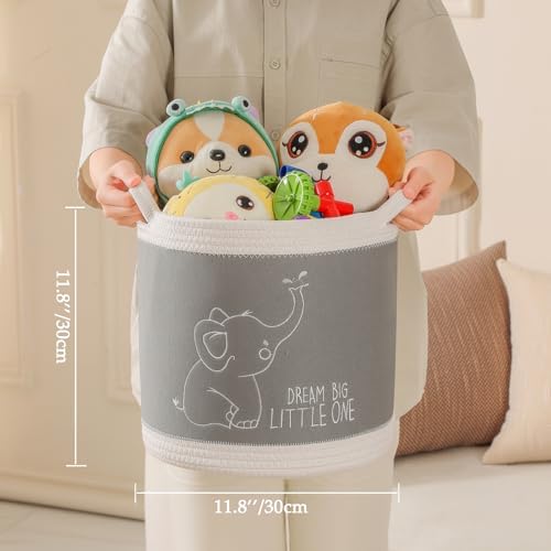 Toy Basket for Baby Laundry Hamper Blanket Baskets Cute Elephant Nursery - Image 6