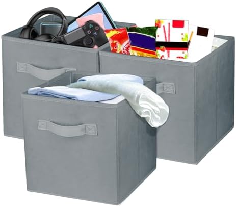 3 Pcs Storage Cubes, 10.5 Inch Collapsible Storage Bins, Fabric Foldable Bins by Zuihug