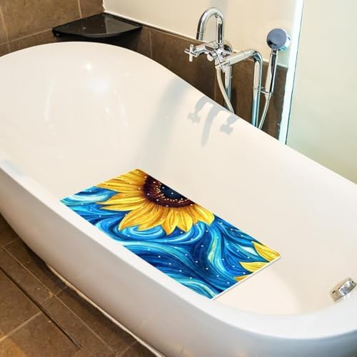 Bathtub Mat Non Slip 26.8x15.1 Inch, Sunflowers Shower Mat - Image 5