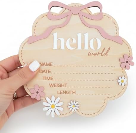 Hello World Wooden Baby Birth Announcement Sign - Image 5