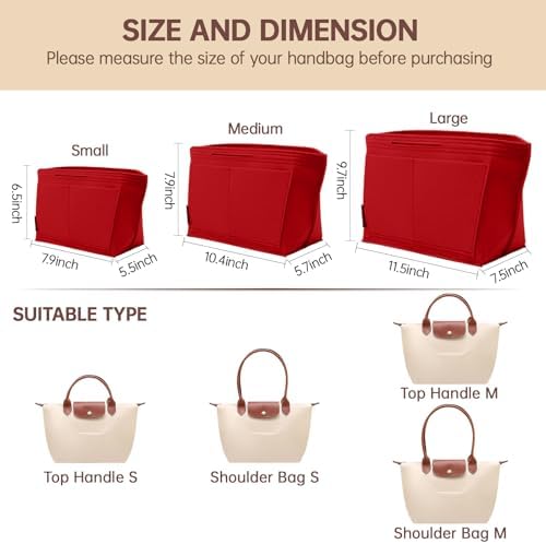 OPPOSHE Purse Organizer Insert for Longchamp Le Pliage, Premium Felt Long Champ - Image 2