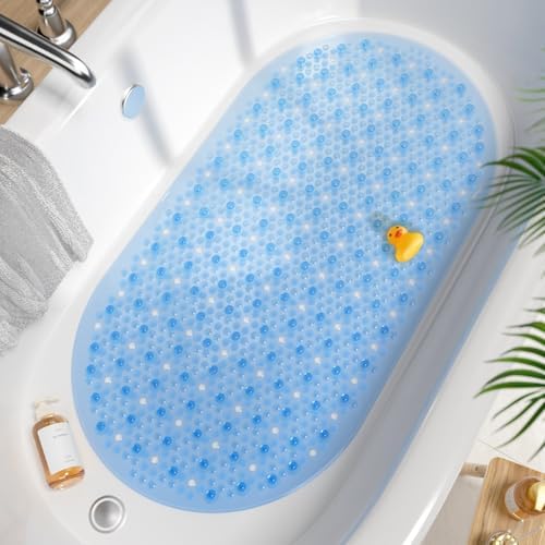 HITSLAM Oval Bathtub Mat Non Slip, 27x15 Inch Bubble Bath Tub Mat by HITSLAM