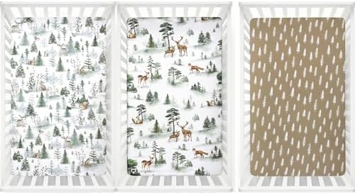 PHF 3 Pack Soft Woodland Crib Sheets Fitted, Silky Comfy Breathable Baby Sheets - Image 6