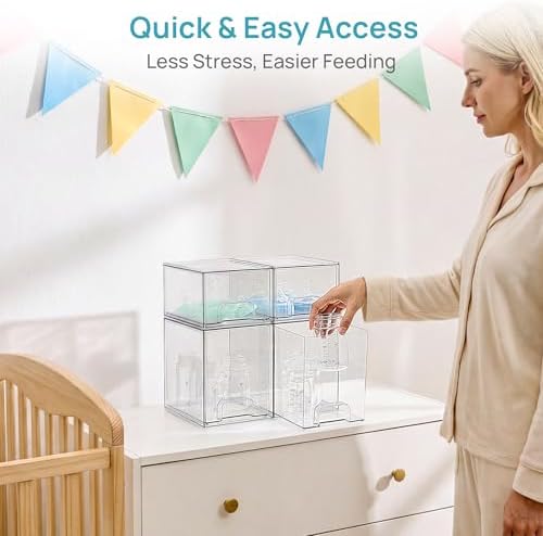 Vtopmart Clear Stackable Storage Drawers Set of 4, Baby Bottle Organizer - Image 6