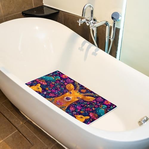 Shower Mat Non Slip, Deer Flowers Birds Anti Slip Bath Mat - Image 5