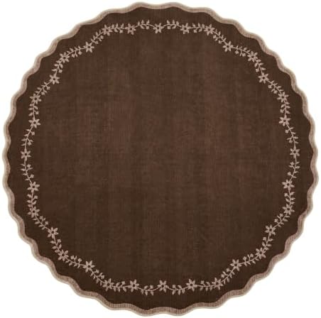 GarveeHome Large Round Rug 8ft Scalloped Washable Circle Living Room Rug by GarveeHome
