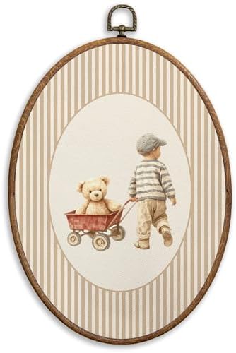 SONMYSULIL Bear Boy Nursery Wall Art Decor, Boys Room Oval Wall Hanging Decor by Unknown