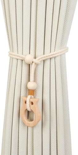 2 Pack Wooden Curtain Tiebacks by Unknown