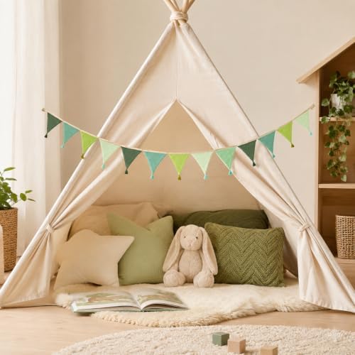G2PLUS Cotton Fabric Bunting Banner, 9Ft Green Triangle Pennant Banner Flag - Image 5