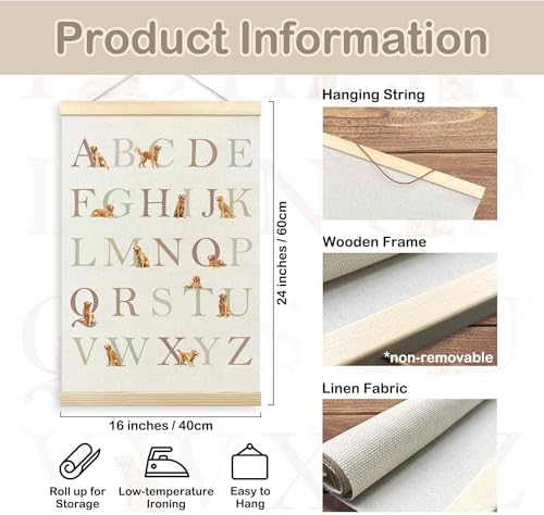 TLESKE Golden Retriever Alphabet ABC Chart Poster Hanger Frame, Homeschool - Image 7