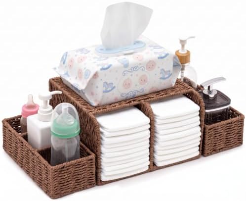 Large Wicker Diaper Caddy Changing Table Organizer by Unknown