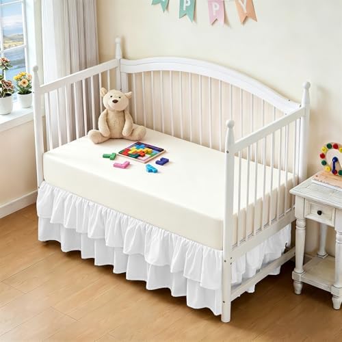 Ruffled Crib Bed Skirt, Soft Double Layer - Image 4