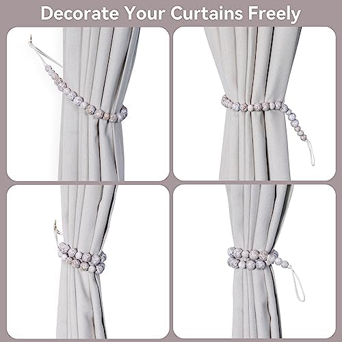 KLOGTSIND Wood Bead Curtain Tiebacks, 2 Pack Curtain Tie Backs - Image 3