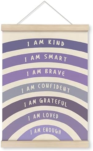 HRQKO Purple I Am Kind Smart Poster Hanger Frame, Boho Rainbow Classroom Wall by HRQKO
