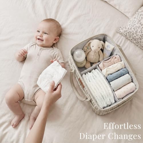 Konssy Baby Diaper Caddy Organizer, Braided Quilted Design - Image 2