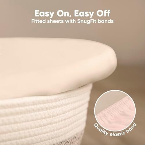 2-Pack Baby Bassinet Sheets Girl, 33x17 Bedside Sheets - Image 5